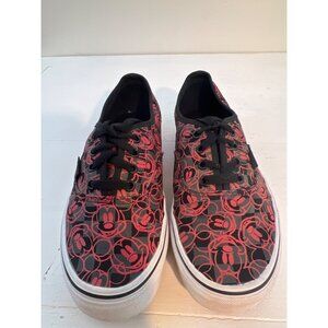 Vans/Disney collab Black & Red Canvas Sneakers Lace Up, US Womens 7, Men's 5.5